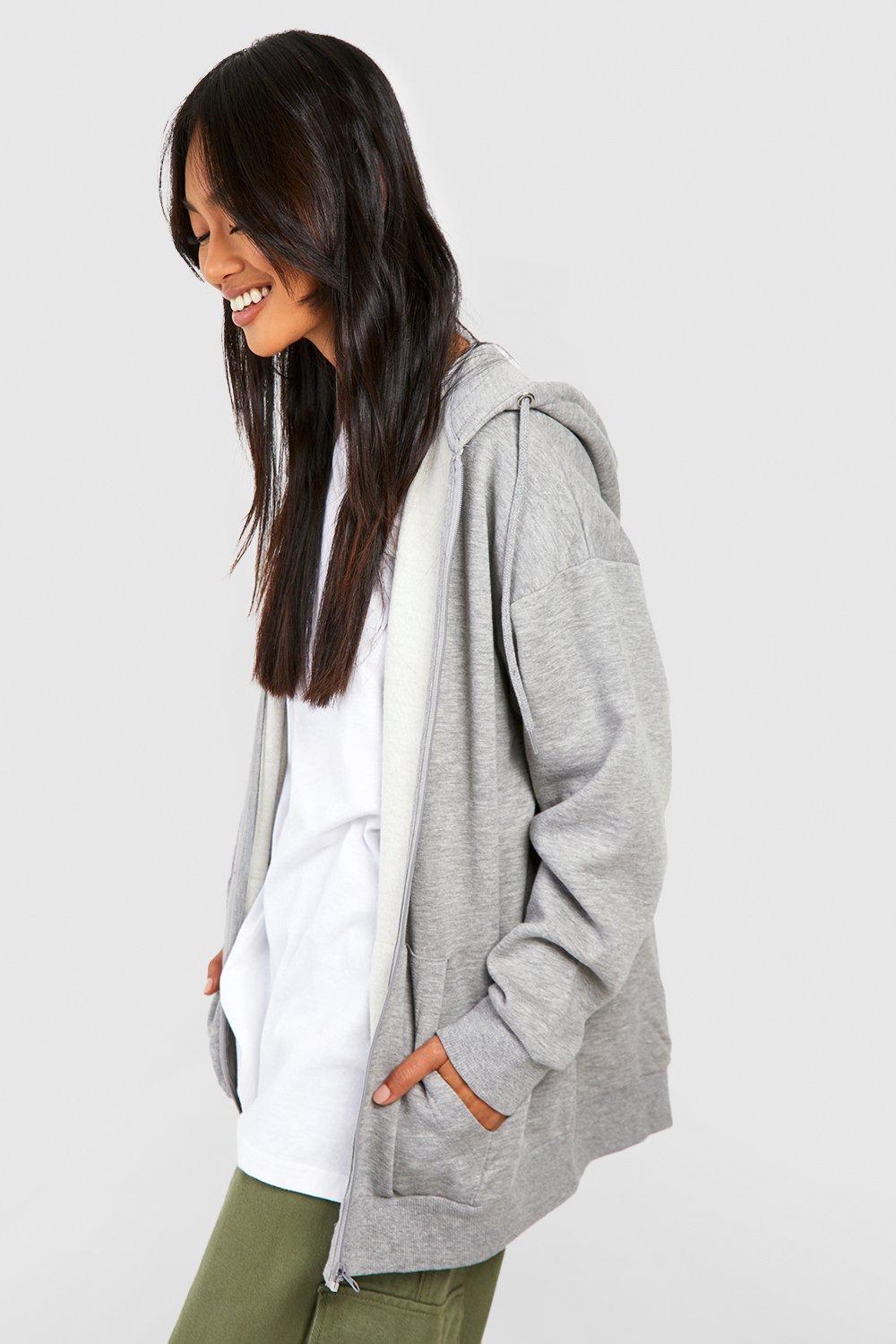 Grey marl zip outlet hoodie